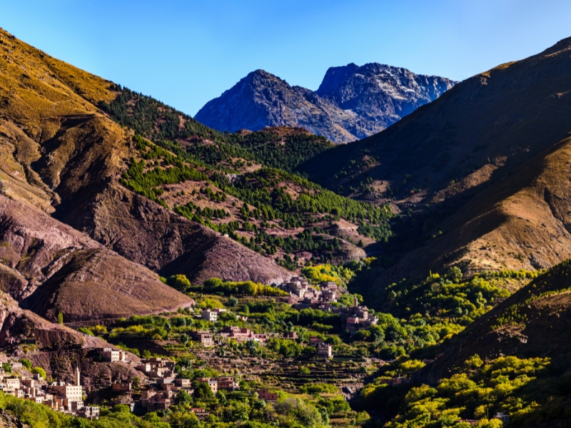 Sunset over Berber village terraces